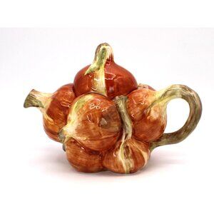 Jay Willfred Andrea by Sadek Onion Majolica Teapot Handpainted